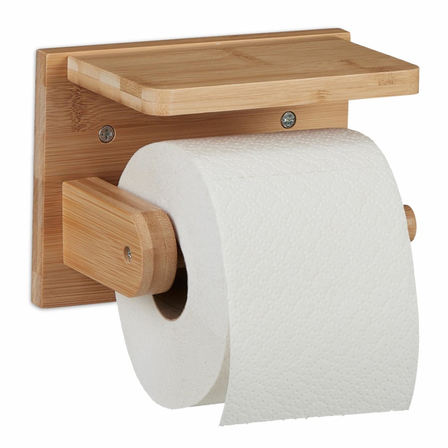 Relaxdays Toilettenpapierhalter Aus Bambus Mit Ablage Best