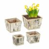 Relaxdays 4X Quadratische Blumentopfe Aus Birke Clearance