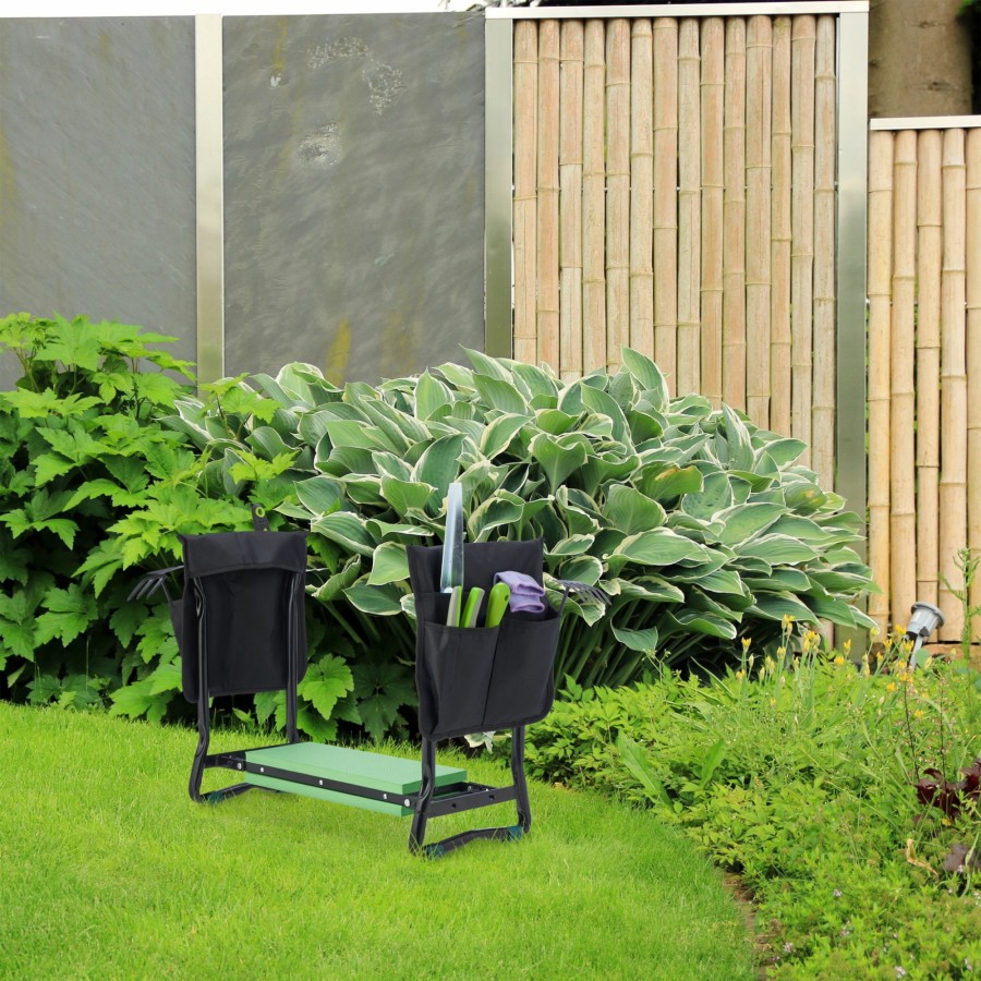 Relaxdays Kniebank Fur Gartenarbeit, Schwarz/Grun Hot