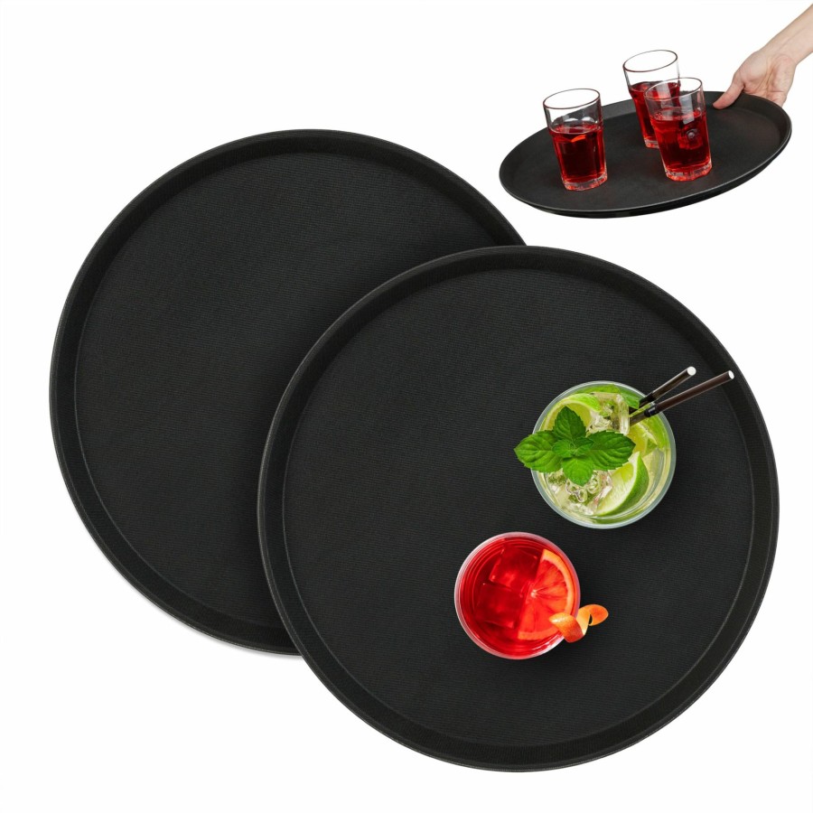 Relaxdays Set Mit 2 Runden Gastro-Tabletts O40 Cm Wholesale