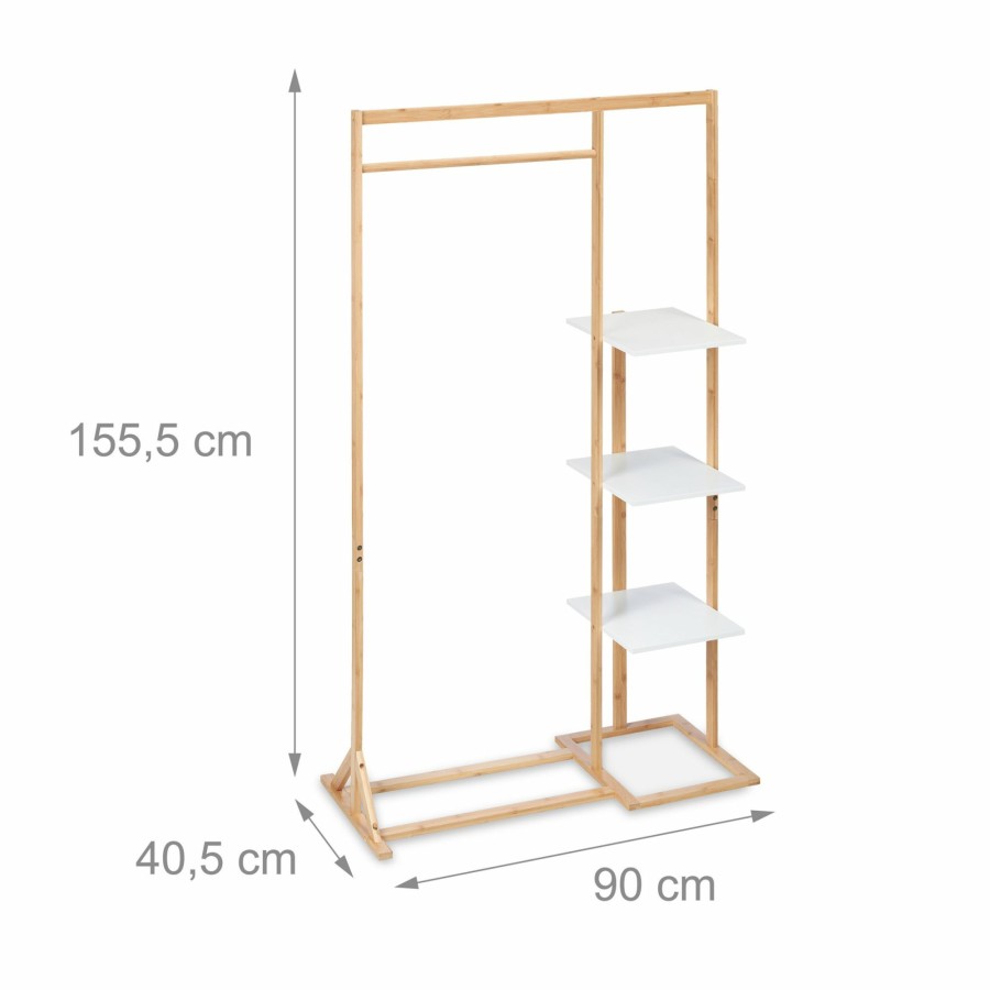 Relaxdays Bambus-Garderobe Mit Regalen New