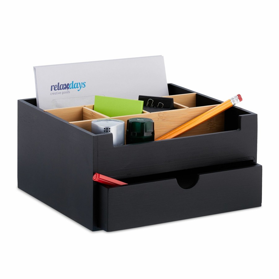 Relaxdays Schwarzer Schreibtisch-Organizer Hot