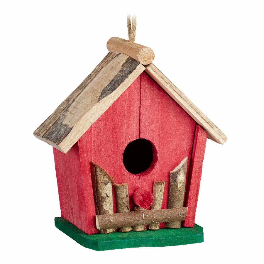 Relaxdays Rotes Vogelhaus Aus Holz New