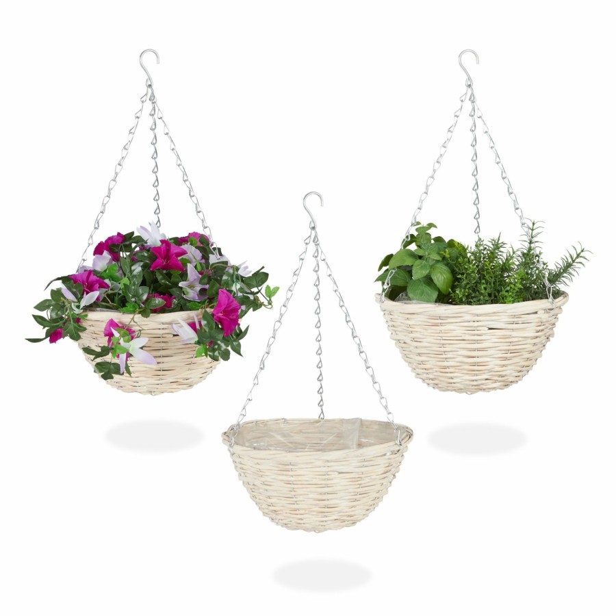 Relaxdays Set Mit 3 Rattan-Hangekorben Wholesale