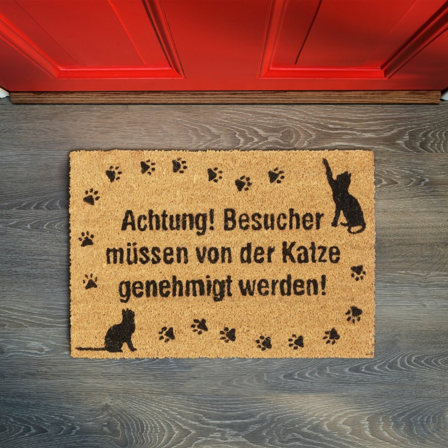 Relaxdays Kokosfaser-Fusmatte Mit Katzen Und Deutschem Spruch New