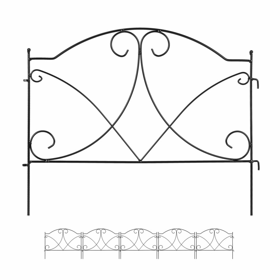 Relaxdays Set Mit 6 Metall-Rasenkantenstucken In Schwarz Clearance