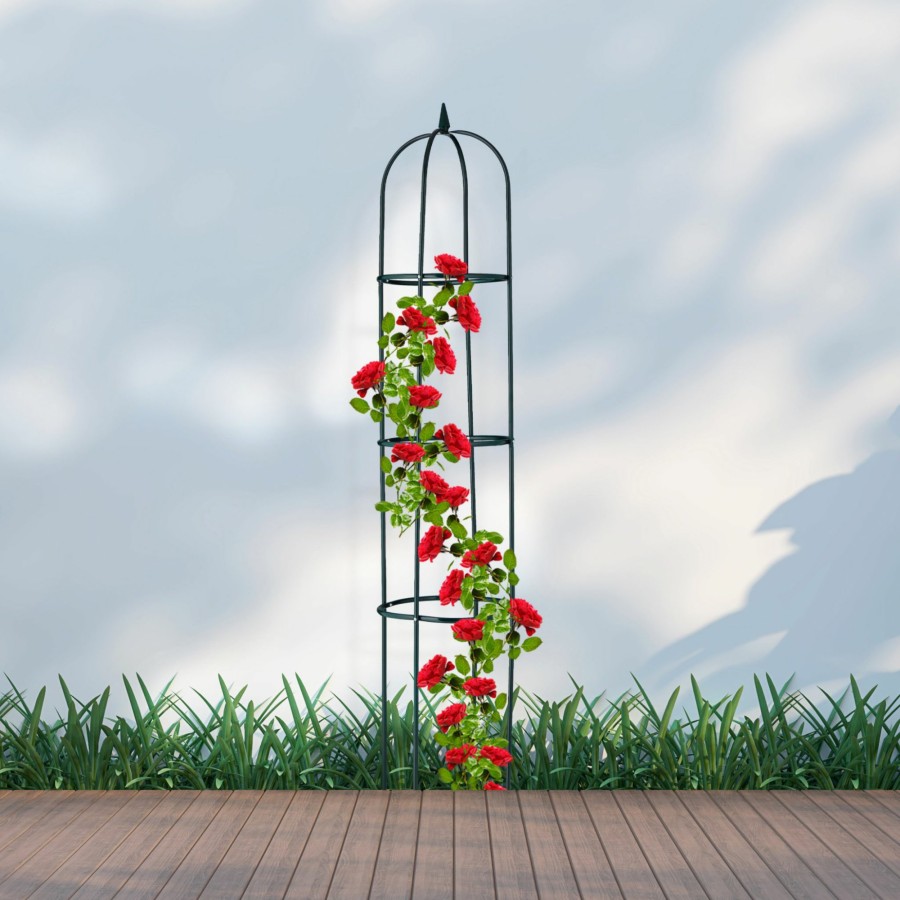 Relaxdays Runder Gartenobelisk 188 Cm Dunkelgrun New