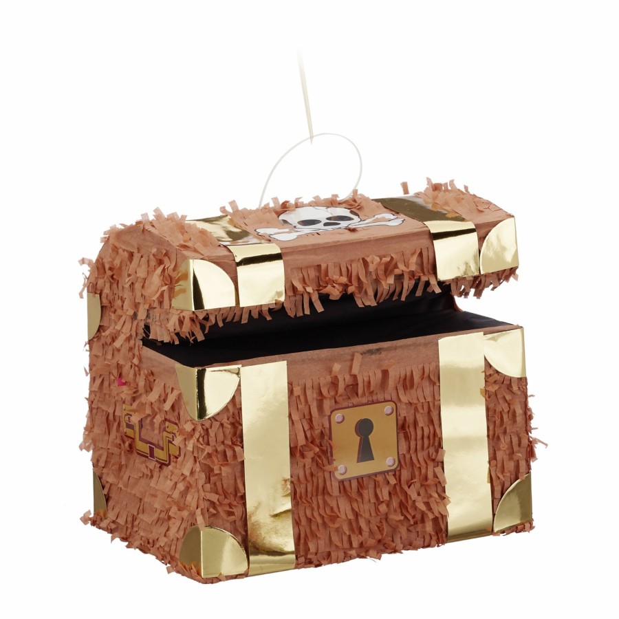 Relaxdays Schatzkiste-Pinata-Set Mit Konfetti Hot