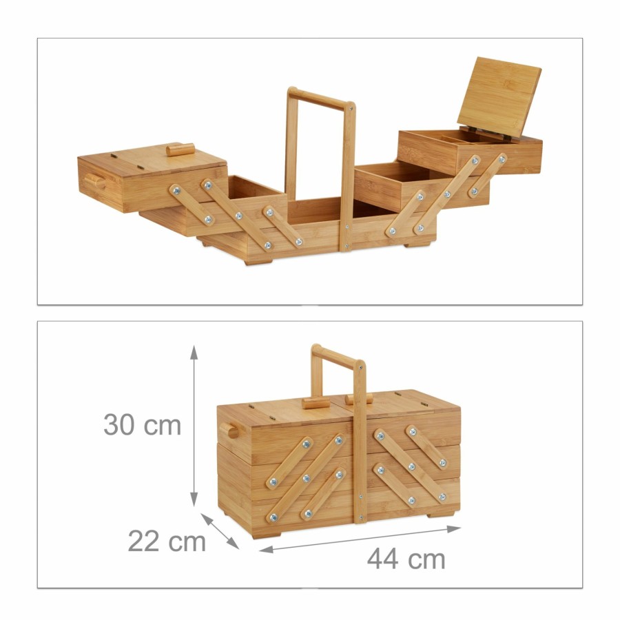 Relaxdays Xxl Bambus-Nahkasten-Set New