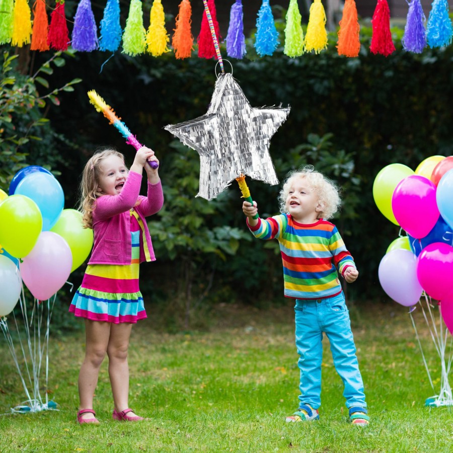 Relaxdays 4-Teiliges Silberstern-Pinata-Set Wholesale