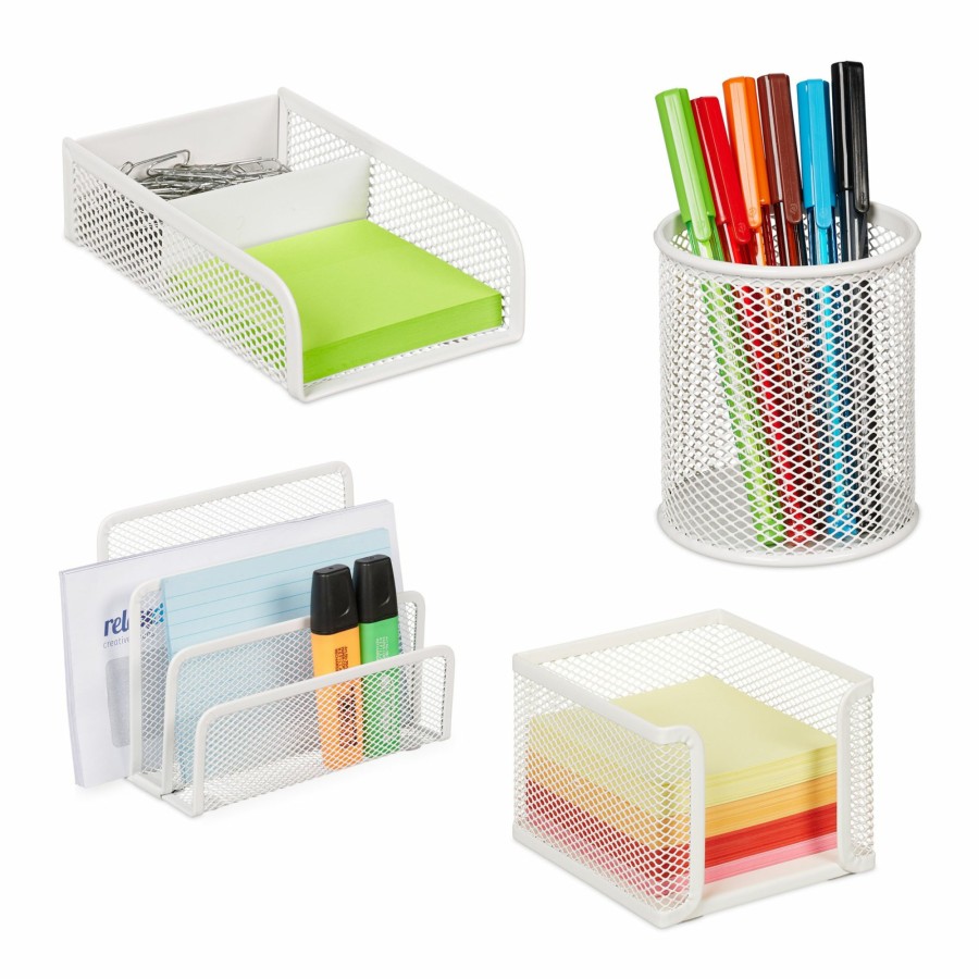 Relaxdays Schreibtisch-Organizer-Set, 4-Teilig Clearance