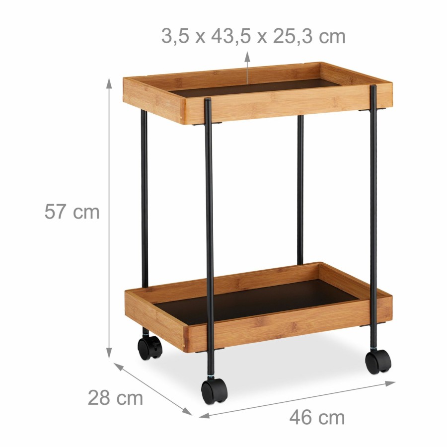 Relaxdays 2-Stockiger Servierwagen Aus Schwarzem Bambus Best