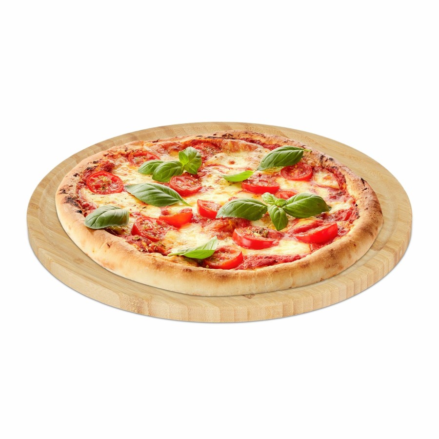 Relaxdays Bambus-Pizza-Servierbrett 32 Cm New