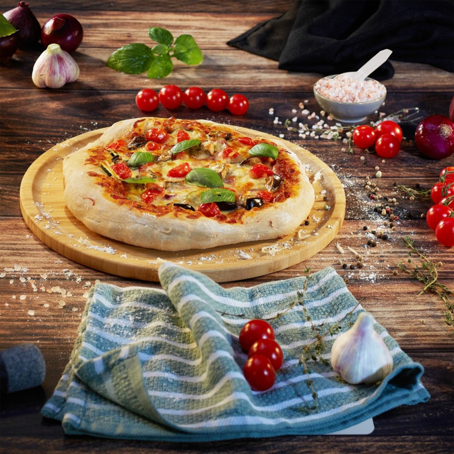 Relaxdays Bambus-Pizza-Servierbrett 32 Cm New