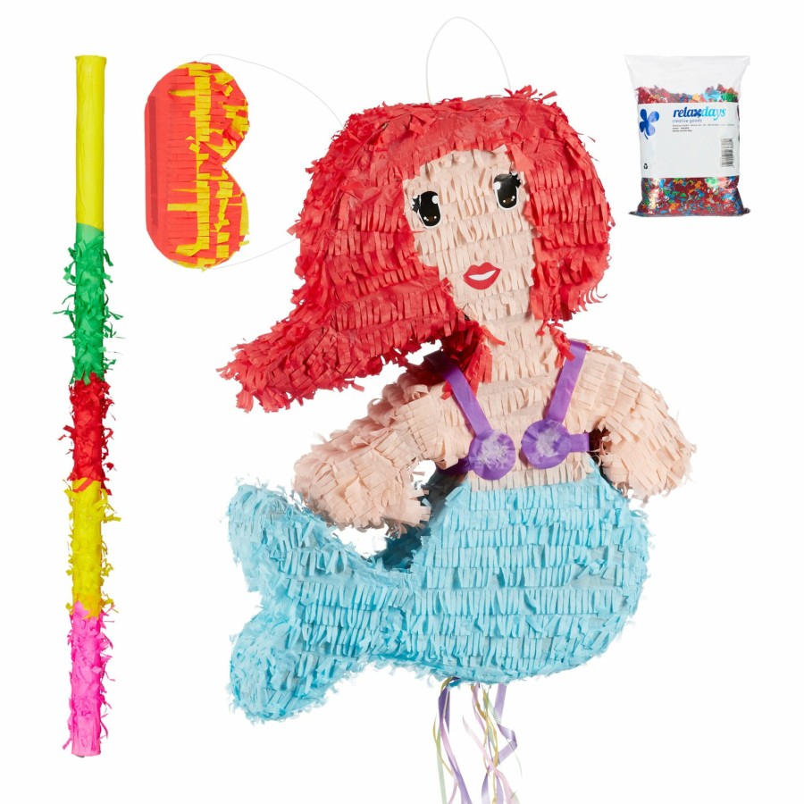 Relaxdays Meerjungfrau-Pinata-Set Mit Konfetti Hot