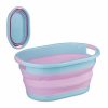 Relaxdays Zusammenklappbarer Waschekorb, 22 L, Rosa/Blau Clearance