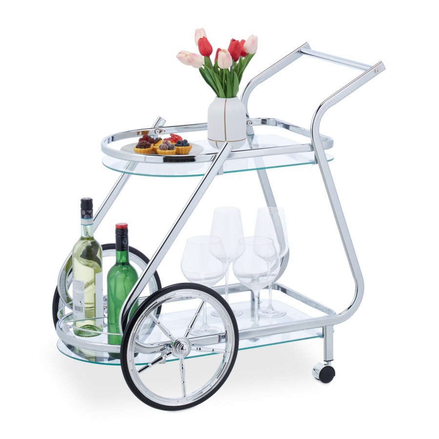 Relaxdays Servierwagen Aus Chrom Und Glas Online