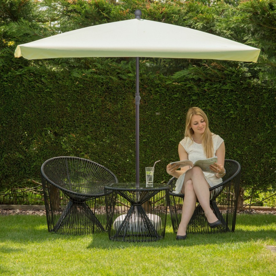 Relaxdays Rechteckiger Sonnenschirm 200 X 120 Cm Creme / Grau Clearance