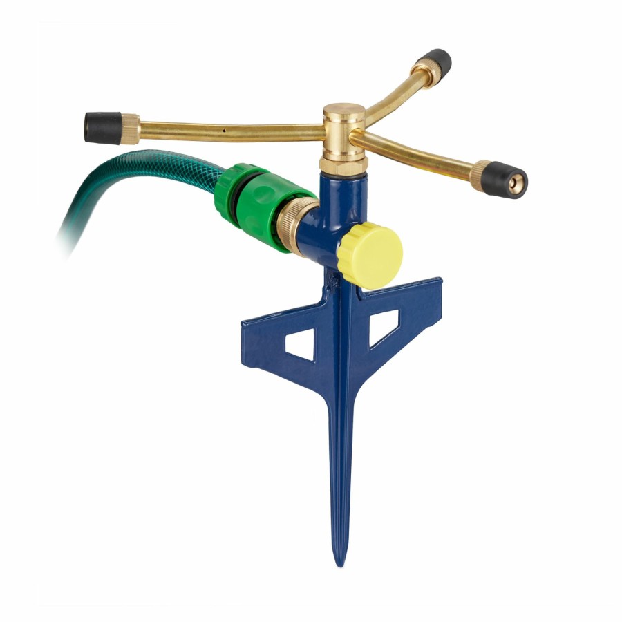 Relaxdays 360° 3-Arm-Sprinkler In Gold/Blau Clearance