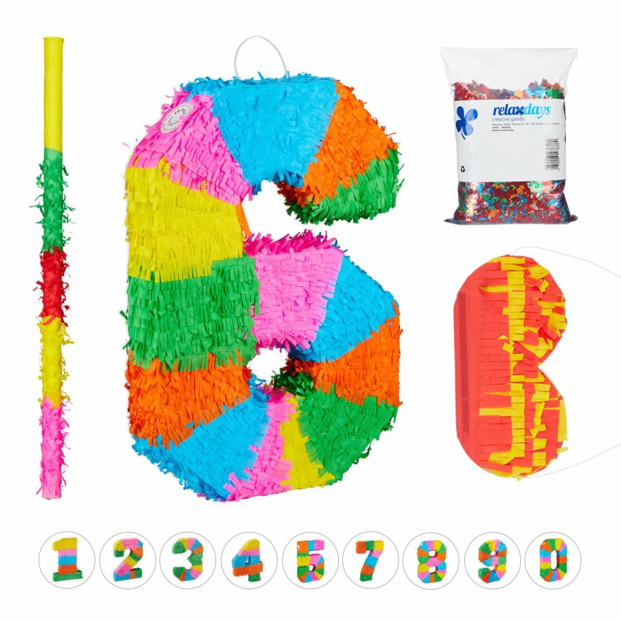 Relaxdays 4-Teiliges Pinata-Set, Nummer Sechs Hot