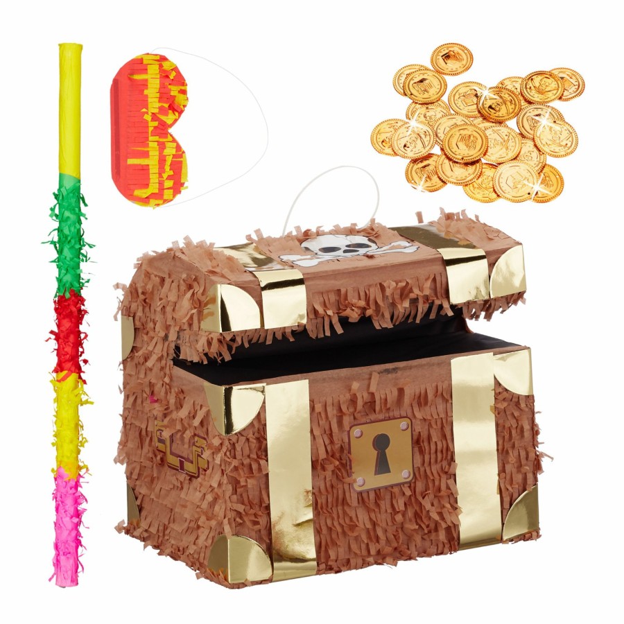 Relaxdays Schatzkiste-Pinata-Set Mit Munzen Best