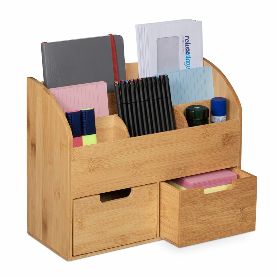 Relaxdays Bambus-Schreibtisch-Organizer Mit Schublade Best