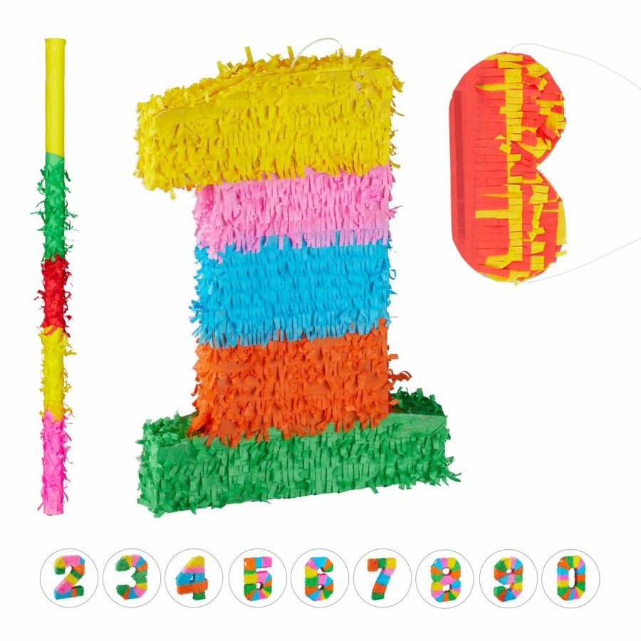 Relaxdays 3-Teiliges Pinata-Set, Nummer Eins Online