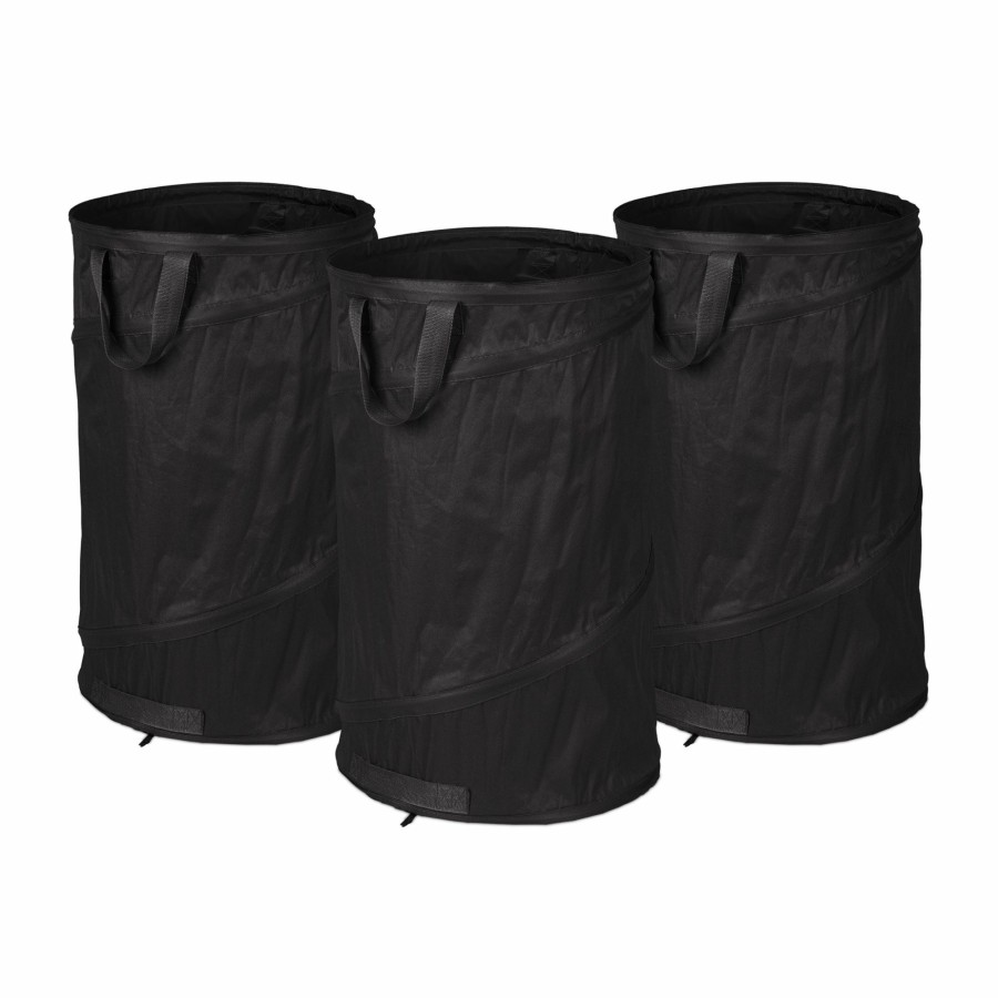 Relaxdays Set Mit 3 Pop-Up-Gartensacken, 160 L, Schwarz Best