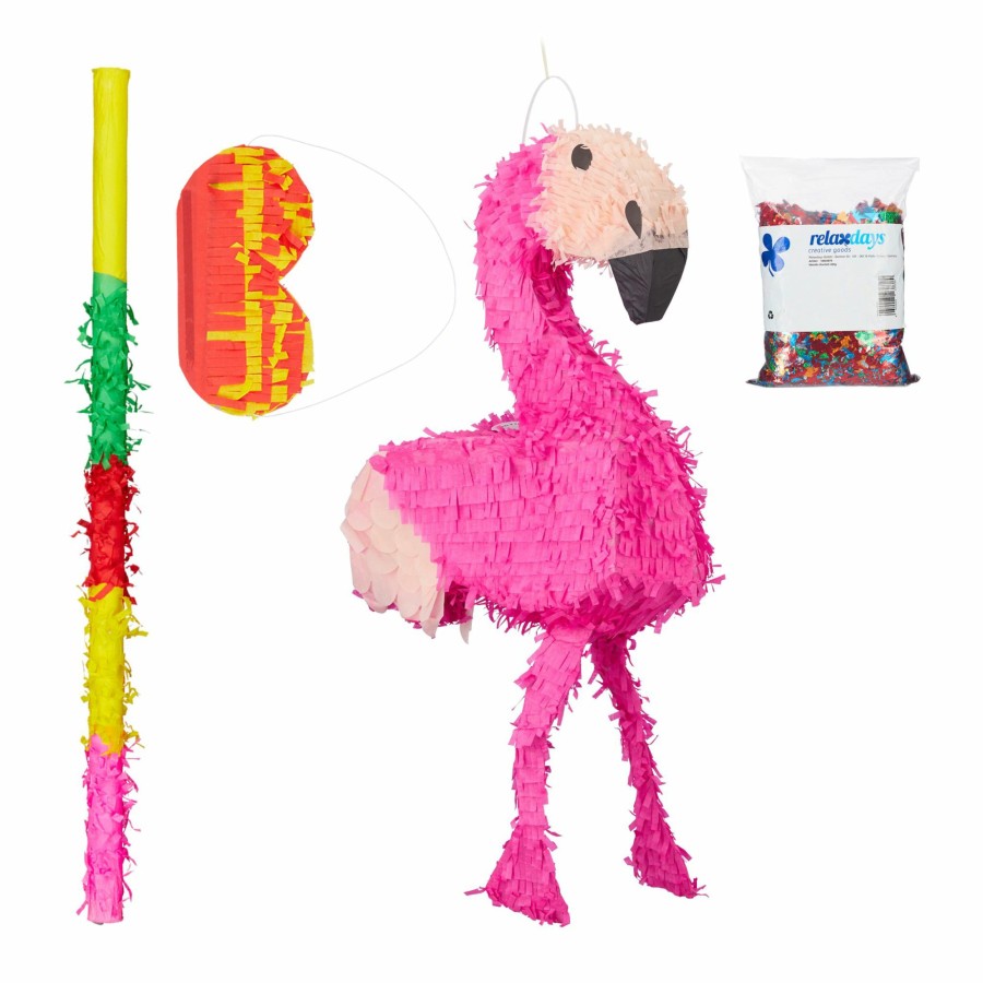 Relaxdays Rosa Flamingo-Pinata-Set Mit Konfetti Online