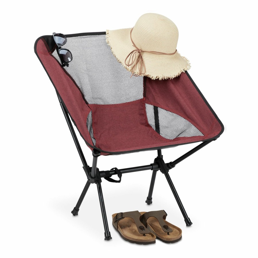 Relaxdays Ultraleichter Campingstuhl Dark Red / Black Best