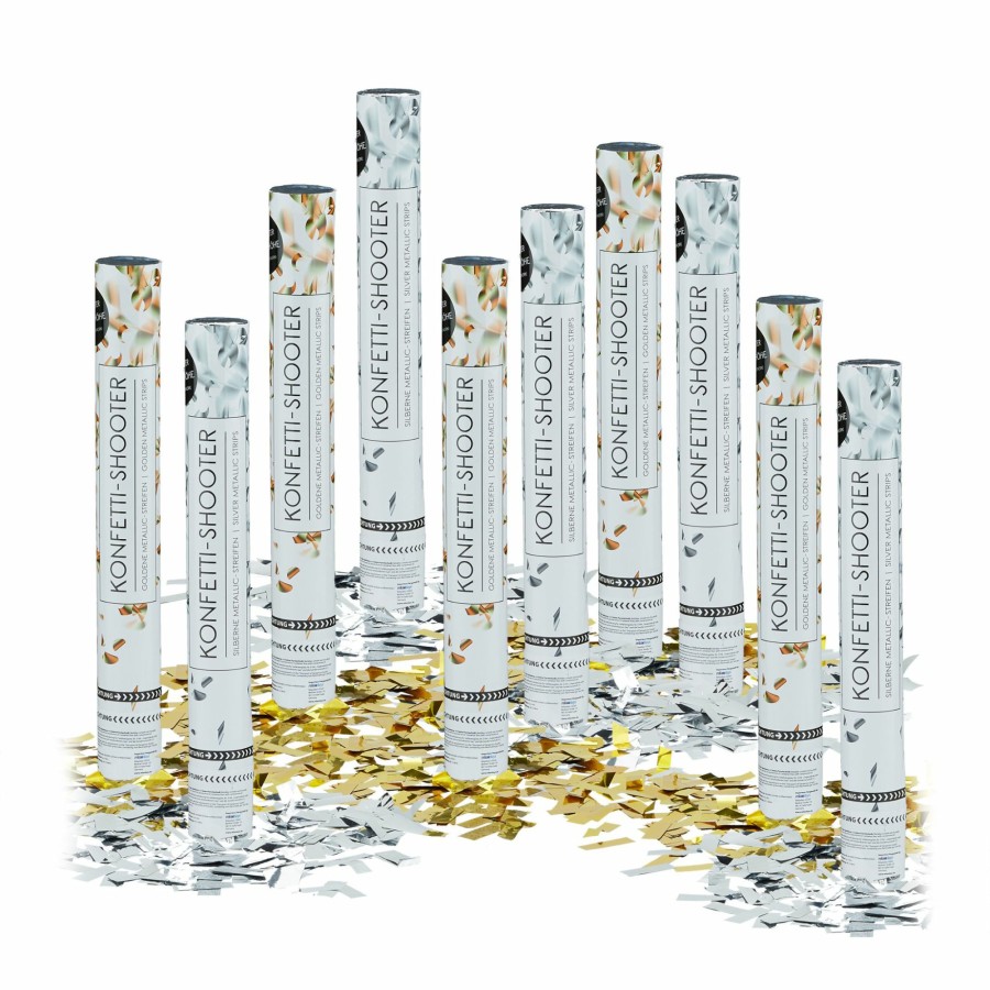 Relaxdays 10 X Party-Poppers Gold/Silber Wholesale