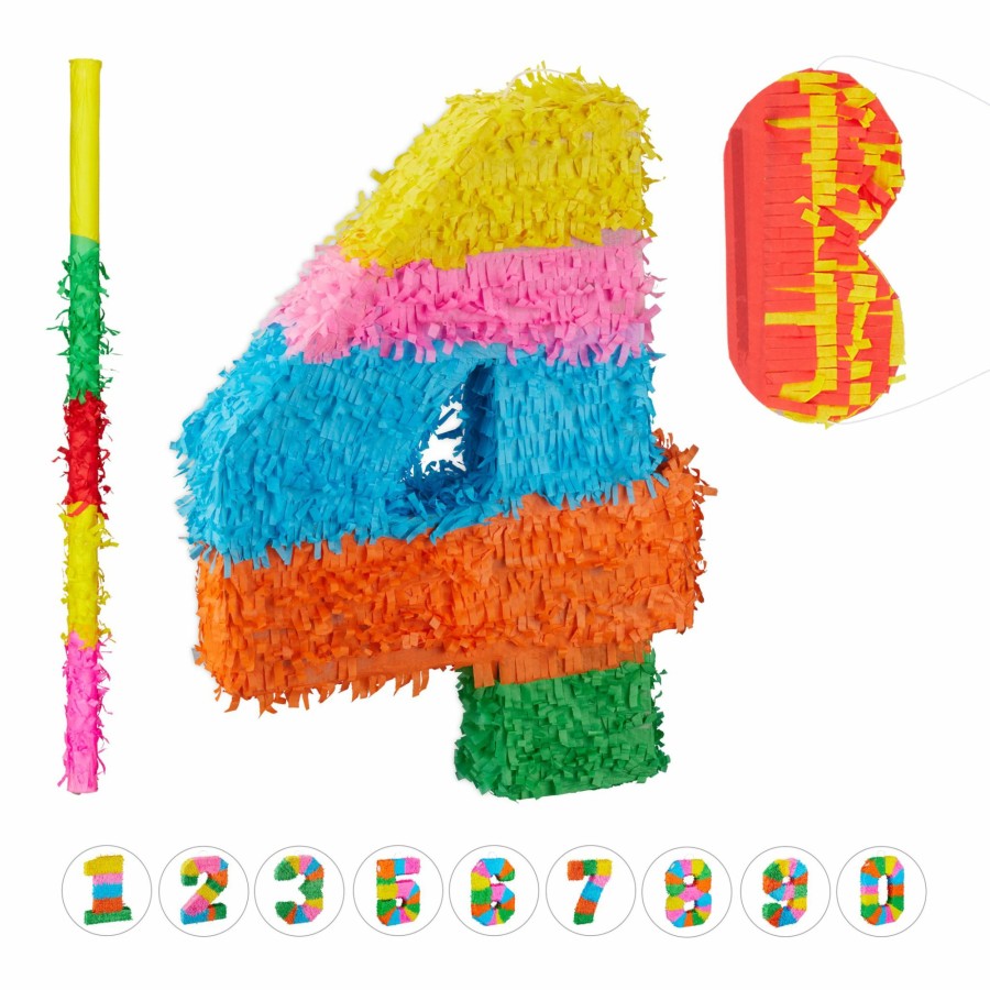 Relaxdays 3-Teiliges Pinata-Set, Nummer Vier Online