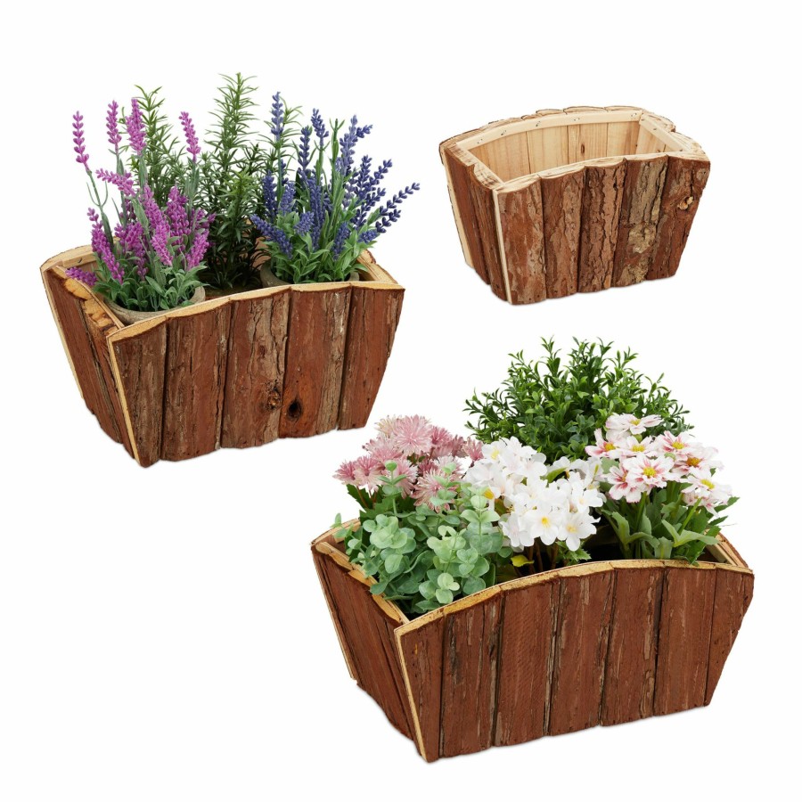 Relaxdays Blumenkasten Holz 3Er Set Online