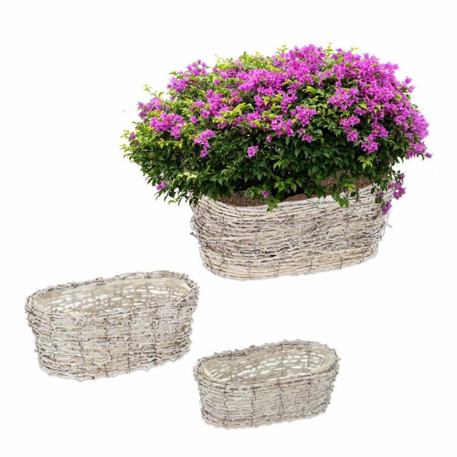 Relaxdays Ovaler Blumentopf 3Er-Set Best