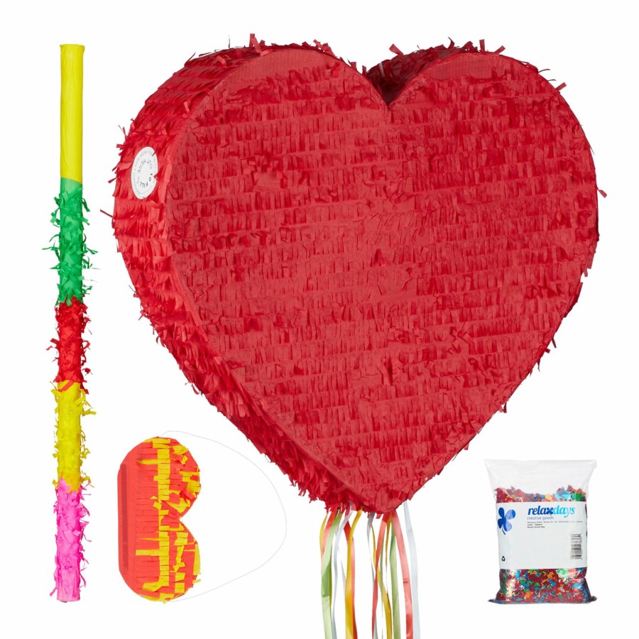 Relaxdays Rotes Herz-Pinata-Set Mit Konfetti Clearance