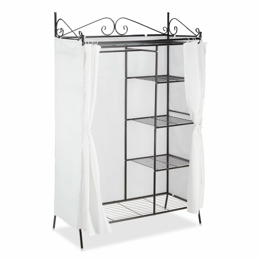 Relaxdays Country Metallgarderobe Mit Stoffbezug White / Black Hot