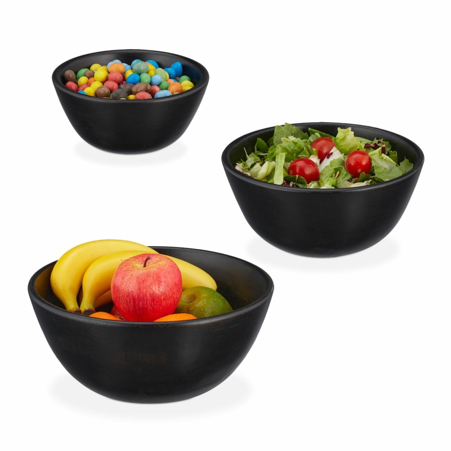 Relaxdays Salatschussel 3Er Set Schwarz Best